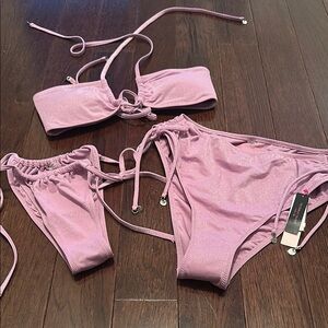 VS Pink Shimmer Bikini Set